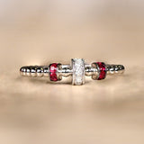 0.5ct Round Cut Moissanite Beaded Shank Collar Women Ring 14k White Gold Plated