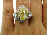 7Ct Pear Cut Yellow Sapphire Cocktail Halo Engagement Ring 14K White Gold Finish