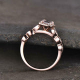 1.76ct Engagement Ring Cushion Cut Peach Morganite Halo 14k Rose Gold Finish