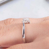 0.4ct Round Cut Diamond Engagement Ring Solitaire Promise 14k White Gold Finish