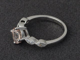 1.4ct Round Cut Peach Morganite Solitaire with Accent Ring 14k White Gold Finish