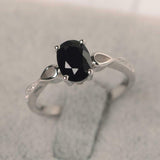 1ct Oval Cut Black Diamond Solitaire Infinity Shank Ring 14k White Gold Finish