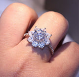 2ct Round Cut Diamond Engagement Ring 14k White Gold Finish Floral Promise Women