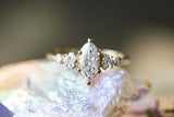 Five Stone Engagement Ring 1.7ct Marquise Cut VVS1 Diamond 14k White Gold Finish
