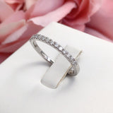 0.45ct Round Cut Moissanite Half Eternity Wedding Band 14k White Gold Plated