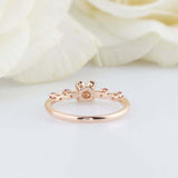 0.7ct Round Cut Diamond Engagement Ring Flower Minimalist 14k Rose Gold Finish