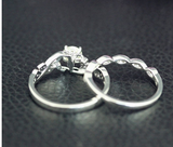 2ct Round Cut Diamond Engagement Ring 14k White Gold Finish Milgrain Bridal Set
