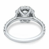 2.5ct Round Cut Diamond Engagement Ring Halo Floral Solitaire 14k WhiteGold Over
