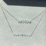 1ct Multi Cut Simulated Diamond Vertical Bar Pendant Chain 14k White Gold Plated