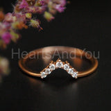 0.15ct Round Cut Moissanite Curved Solitaire Engagement Ring 14K RoseGold Plated