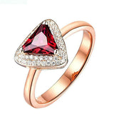 2.4ct Engagement Ring Trillion Cut Garnet Diamond Dual Halo 14k Yellow Gold Over