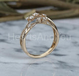 0.35ct Round Cut Moissanite Twisted Women Engagement Ring 14K Yellow Gold Plated