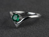 0.7ct Round Cut Green Emerald Engagement Ring 14k White Gold Over Unique Stylish