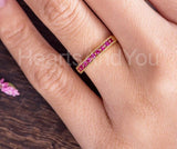 0.5ct Round Cut Simulated Ruby Half Eternity Beaded Band 14k Yellow Gold Plated