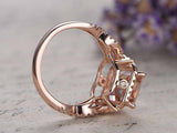 3ct Emerald Cut Morganite Solitaire Engagement Infinity Ring 14k RoseGold Finish