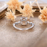 1ct Oval Cut Simulated Morganite Solitaire Accents Ring 14k White Gold Plated