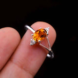 0.4ct Engagement Ring Oval Cut Citrine Stylish Split Shank 14k White Gold Finish
