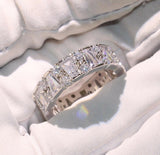 4ct Round & Baguette Cut Diamond Wedding Ring Band 14k WhiteGold Finish Eternity