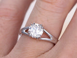 Split Shank Solitaire Engagement Ring 1ct Round Cut Diamond 14k WhiteGold Finish