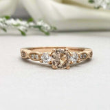 2ct Round Cut Morganite Solitaire with Accent Trilogy Ring 14k YellowGold Finish