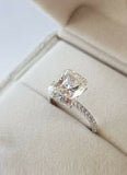 2.3ct Cushion Cut VVS1 Diamond Solitaire Engagement Ring 14k White Gold Finish
