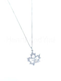 0.02ct Round Cut Moissanite Maple Leaf Pendant 14k White Gold Plated NO CHAIN