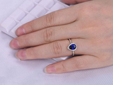 2ct Pear Cut Blue Sapphire Engagement Ring Round Accent Halo 18k White Gold Over