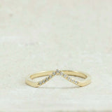 0.3ct Wedding Ring Band Round Cut Diamond Curved Minimalist 14k Yellow Gold Over