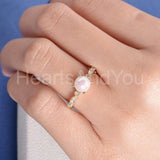 0.5ct Round Simulated Diamond Milgrain Pearl Engagement Ring 14k RoseGold Plated