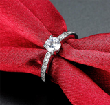 2Ct Round Cut Diamond Solitaire with Accent Engagement Ring 18K White Gold Over