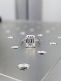 0.35ct Emerald Simulated Diamond Solitaire Engagement Ring 14k White Gold Plated
