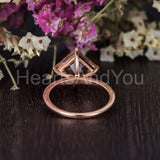 1ct Princess Cut Simulated Morganite Solitaire Accents Ring 14k Rose Gold Plated