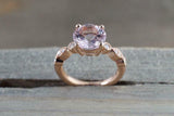 1.5ct Round Cut Peach Morganite Engagement Ring 14k RoseGold Over Diamond Accent