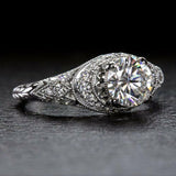 3Ct Round Cut VVS1 Diamond Vintage Design Engagement Ring 14K White Gold Finish