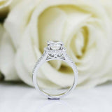 2.3ct Round Cut Diamond Engagement Ring Halo Split Shank 14k White Gold Finish