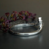 0.1ct Round Cut Moissanite Trilogy Curved Engagement Ring 14K White Gold Plated
