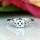 0.5ct Asscher Cut VVS1 Diamond Split Shank Engagement Ring 14k White Gold Finish