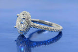 2ct Oval Cut VVS1D Diamond Halo Solitaire Engagement Ring 14k White Gold Finish