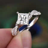 2ct Princess Cut Diamond Engagement Ring Infinity Twisted 14k White Gold Finish