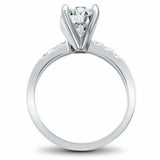 2ct Oval Cut Diamond Engagement Ring Accent with Solitaire 14k White Gold Finish