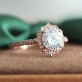 2.5Ct Round Cut DVVS1 Diamond Vintage Halo Engagement Ring 14K Rose Gold Finish