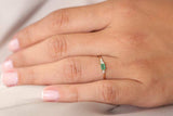 0.5ct Baguette Cut Green Emerald Petite Minimalist Ring 14k Yellow Gold Finish