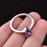 0.5ct Engagement Ring Oval Cut Purple Amethyst Solitaire 14k White Gold Finish