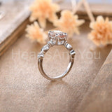 1ct Oval Cut Simulated Morganite Solitaire Accents Ring 14k White Gold Plated