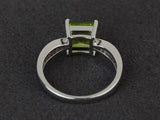 1.7ct Asscher Cut Peridot Diamond Accents Solitaire Ring 14k White Gold Finish