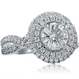 3ct Round Cut Diamond Engagement Ring Twist Shank Dual Halo 14k WhiteGold Finish