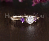 0.5ct Round Cut Moissanite Art Deco Women Engagement Ring 14k Yellow Gold Plated