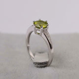 2.1ct Round Cut Green Peridot Solitaire with Accent Ring 14k White Gold Finish