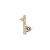 0.5ct Round Cut Diamond Vertical Bar Minimal Stud Earrings 14k Rose Gold Finish