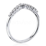 0.3ct Round Cut Moissanite Curved Minimalist Wedding Band 14k White Gold Plated